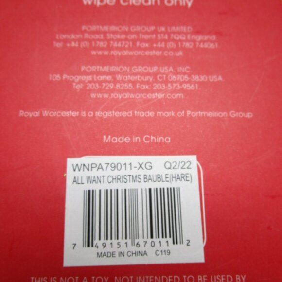 Royal Worcester Wrendale Designs " All I Want" Hare Christmas Bauble Ornament - Picture 4 of 5